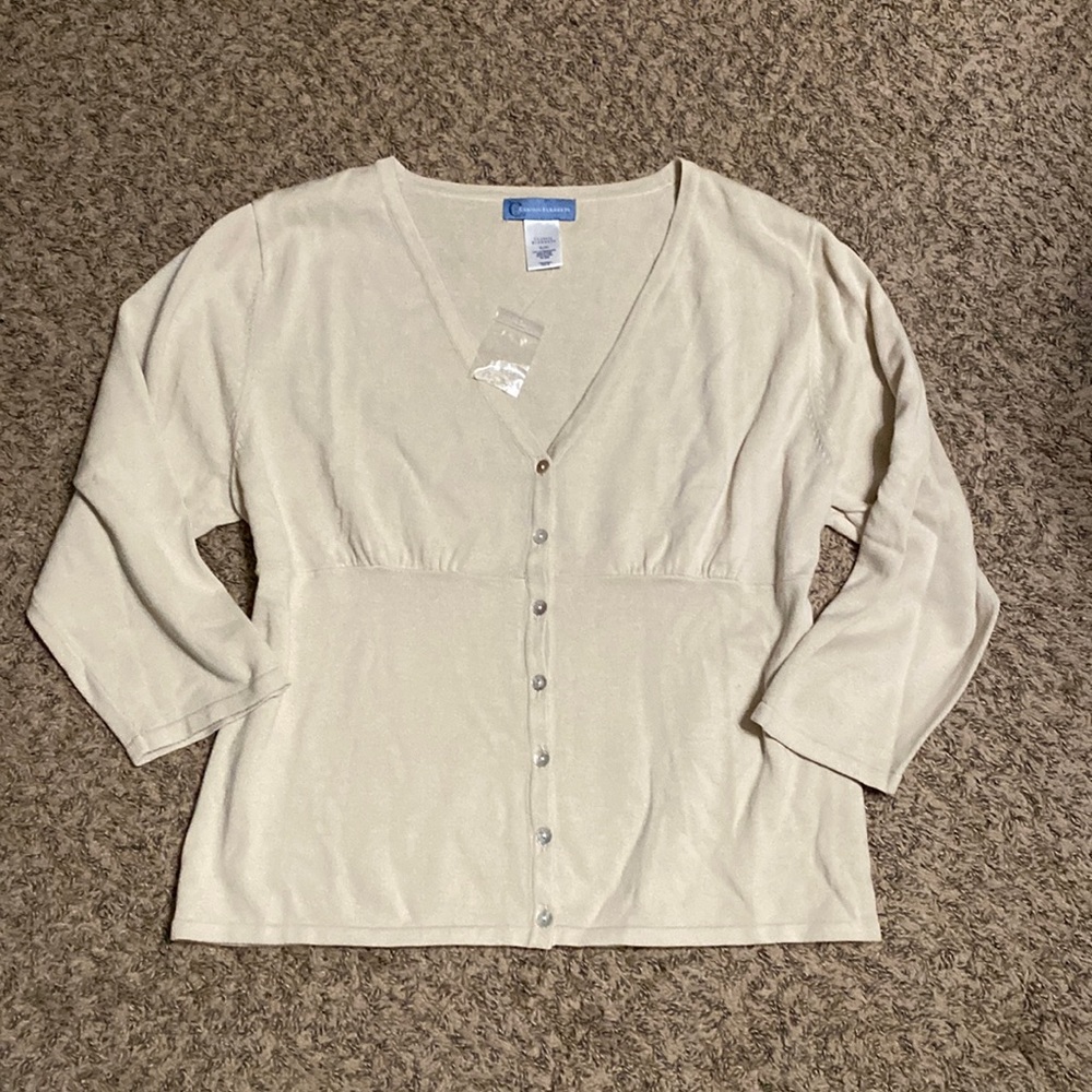 Classic Elements XL Cream Button Up Sweater NWT